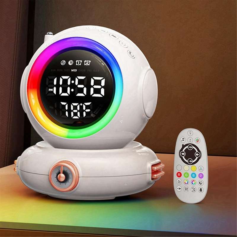 Wake Up Light Bluetooth Speaker Mini Fm Radio Colorful Astronaut Night Lamp