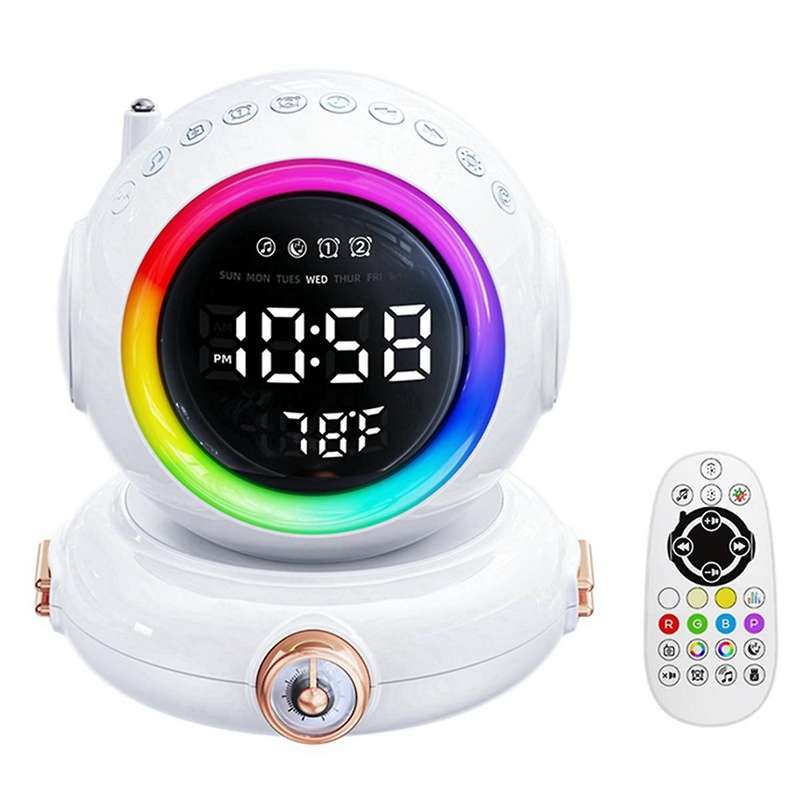 Wake Up Light Bluetooth Speaker Mini Fm Radio Colorful Astronaut Night Lamp