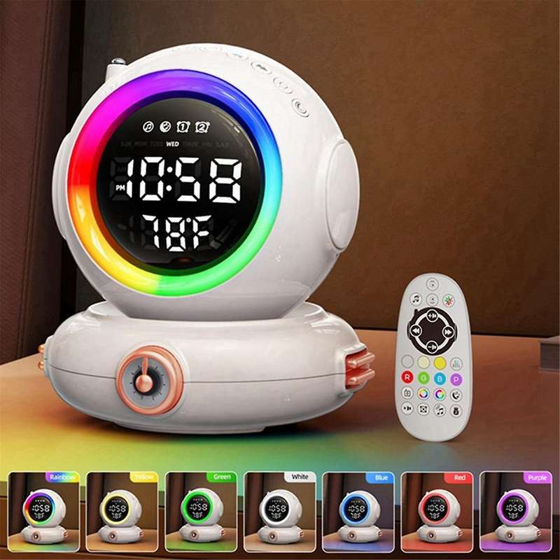 Wake Up Light Bluetooth Speaker Mini Fm Radio Colorful Astronaut Night Lamp