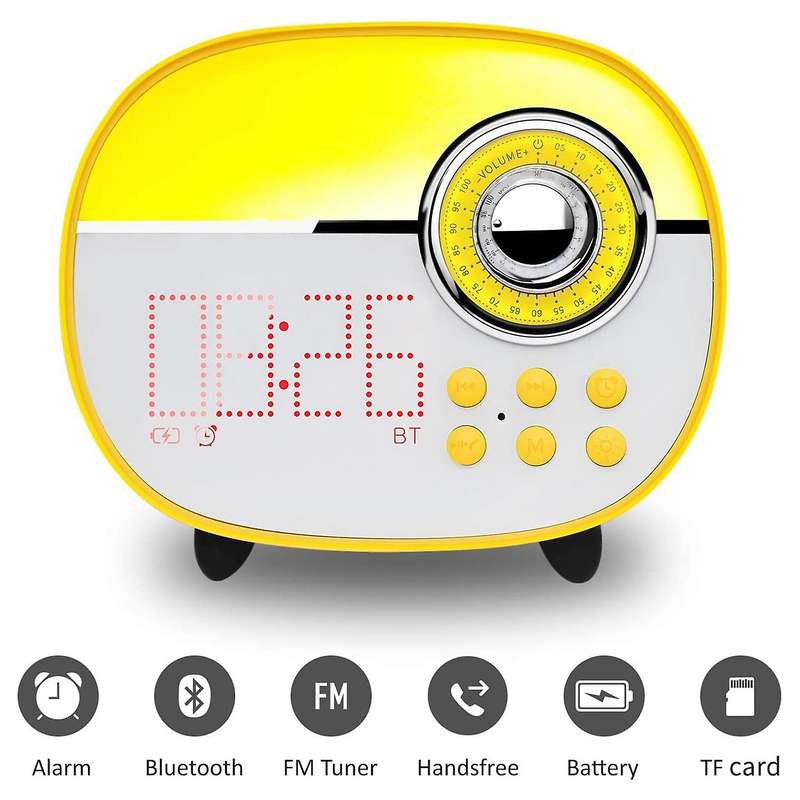 Wake Up Light, Colorful Night Lamp ,Led Alarm Clock with Bluetooth and FM Radio, for Girls, Baby, Ki