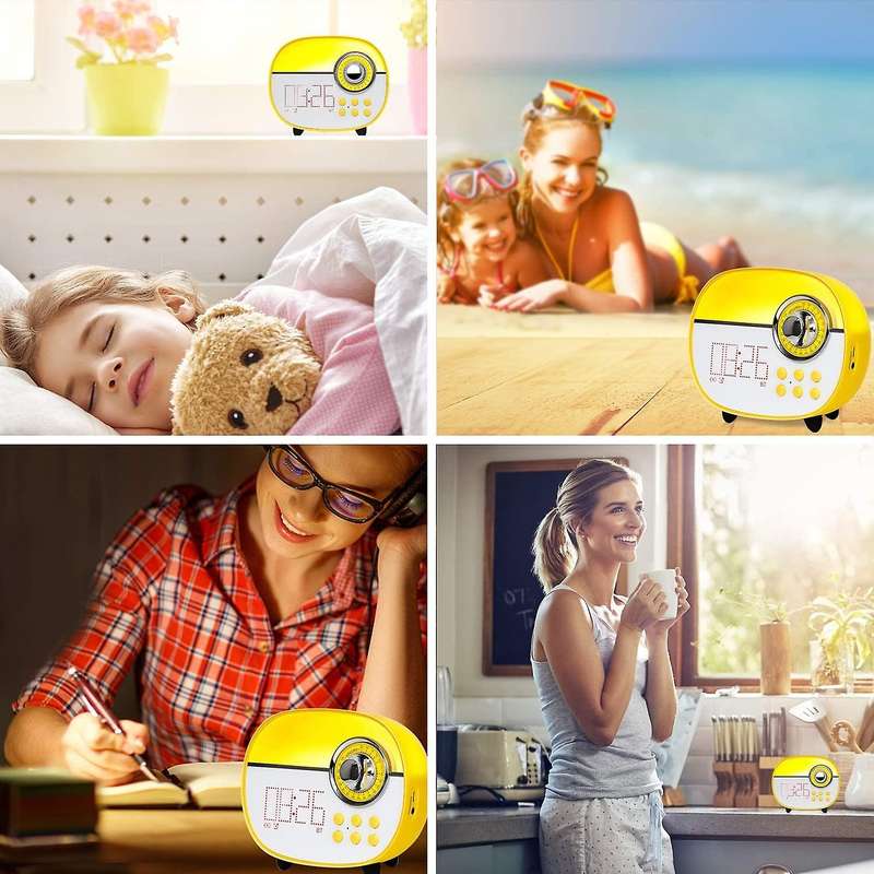 Wake Up Light, Colorful Night Lamp ,Led Alarm Clock with Bluetooth and FM Radio, for Girls, Baby, Ki