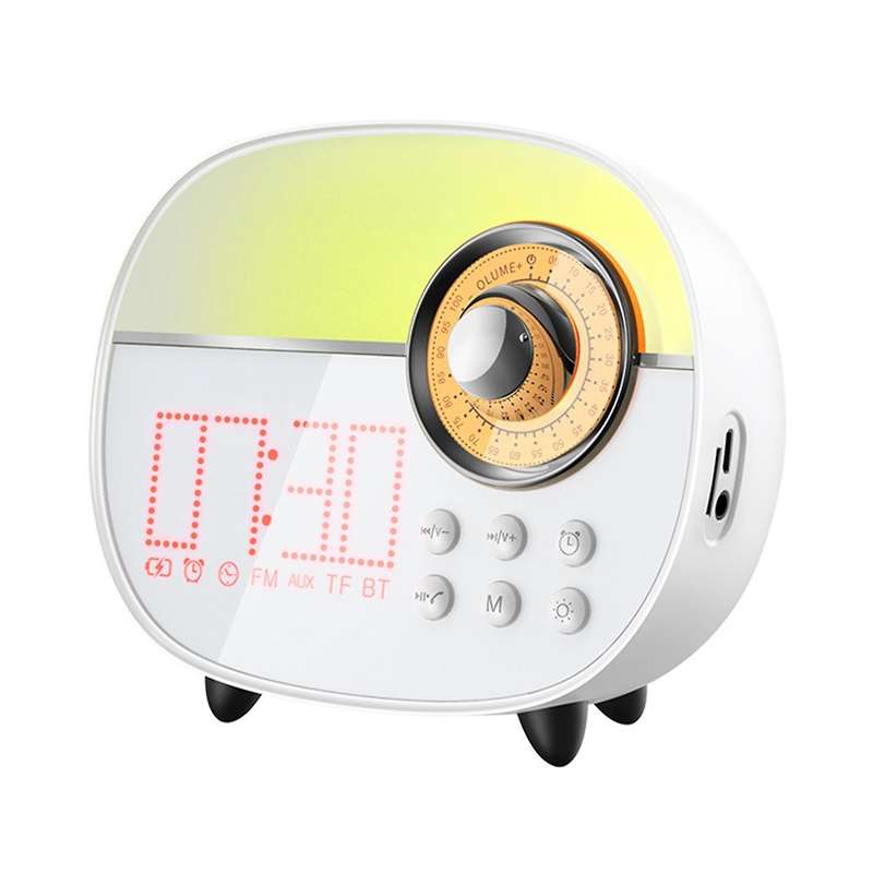 Wake Up Light, Colorful Night Lamp ,Led Alarm Clock with Bluetooth and FM Radio, for Girls, Baby, Ki