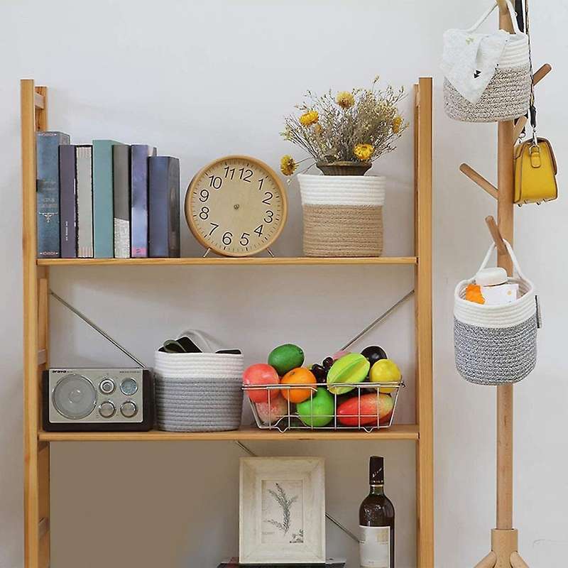 Wall Baskets Small Cotton Rope Baskets Woven Baskets Storage Hanging Baskets for Organizing Round B