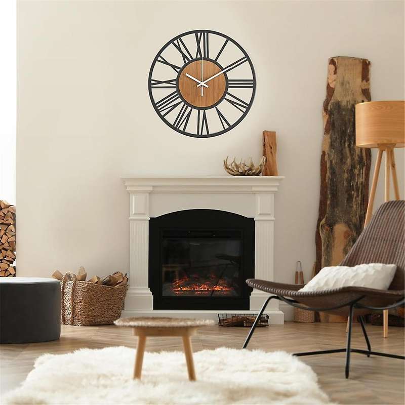 Wall Clock for Living Room Decor 16 Inches Silent Non Ticking Wood Clocks for Dining Room,Bedroom Cl