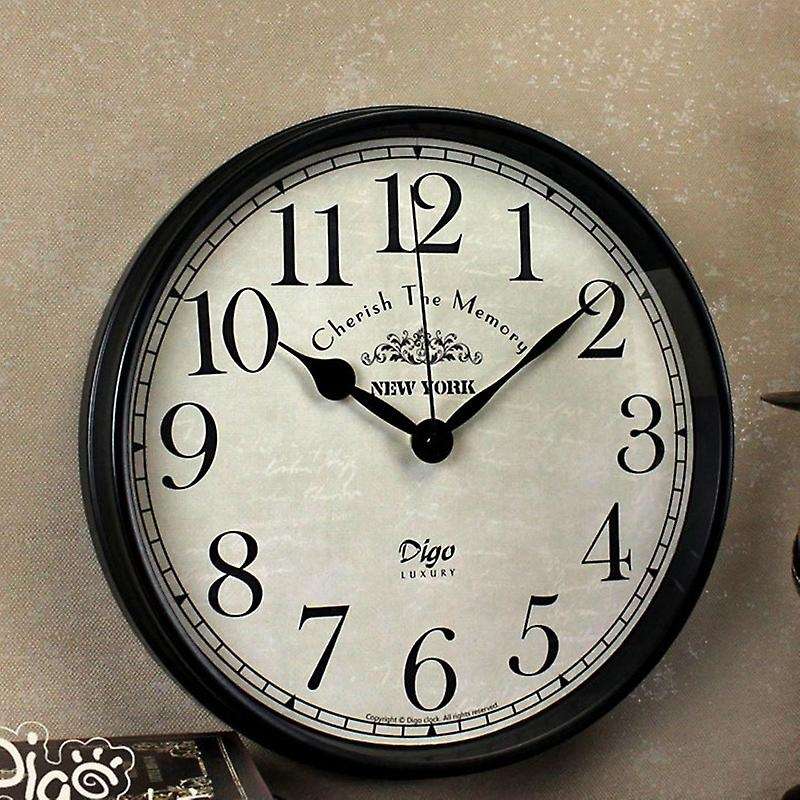 Wall Clock 12 Inch Metal Silent Non-Ticking Battery European Retro Digital Clocks Decor Table Dial f