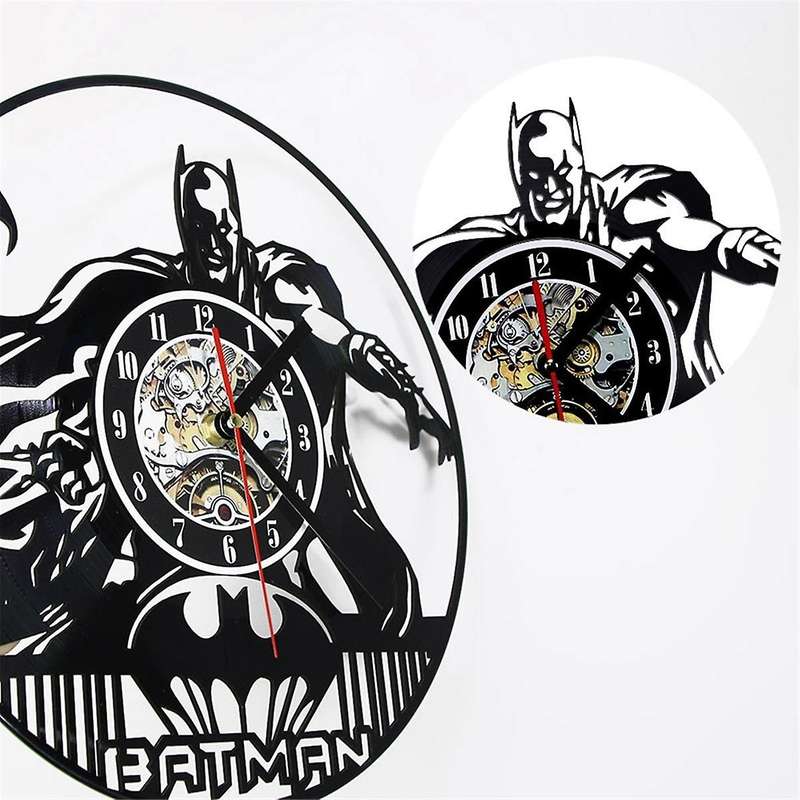 Wall Clock Bat Bedroom Wall Decor Gift Record Wall Clock Skeleton Clock