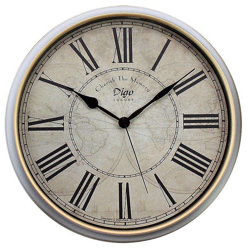 Wall Clock Metal Silent Non-Ticking Battery Quartz Retro Digital Clocks 15 Inch Decor Table Dial for