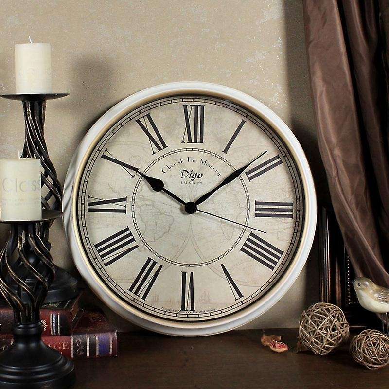 Wall Clock Metal Silent Non-Ticking Battery Quartz Retro Digital Clocks 15 Inch Decor Table Dial for