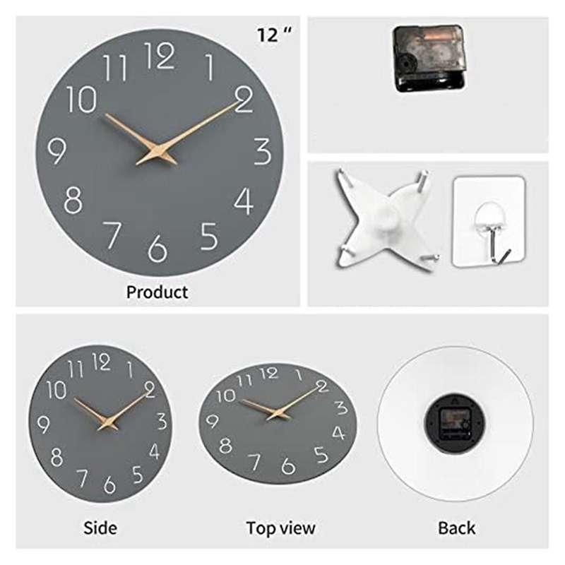 Wall Clock Silent Non-ticking Wall Clocks Battery Operated - Modern Simple Wooden Clock Decorative
