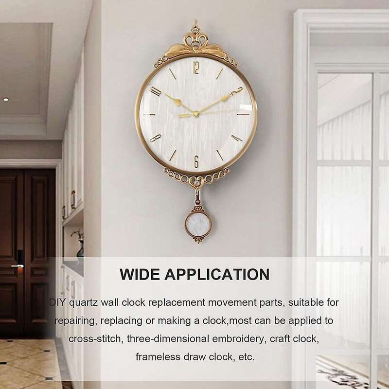 Wall Clock Mechanism with 4 Pairs Of Different Hands, Long and Short Shaft Silent Clock Movement, F