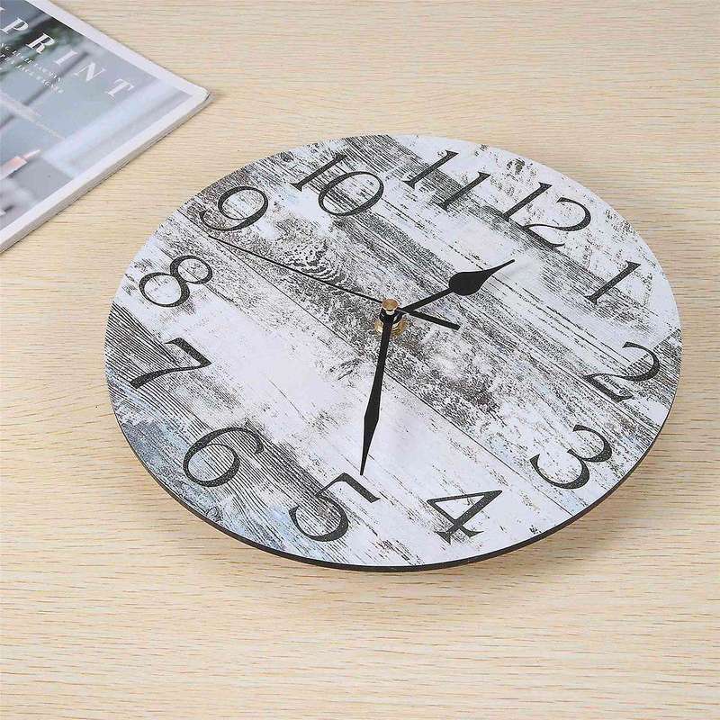 Wall Clock, Rustic Clock Decor,retro Wall Clocks Bathroom Bedrooms Living Room (10 Inch)