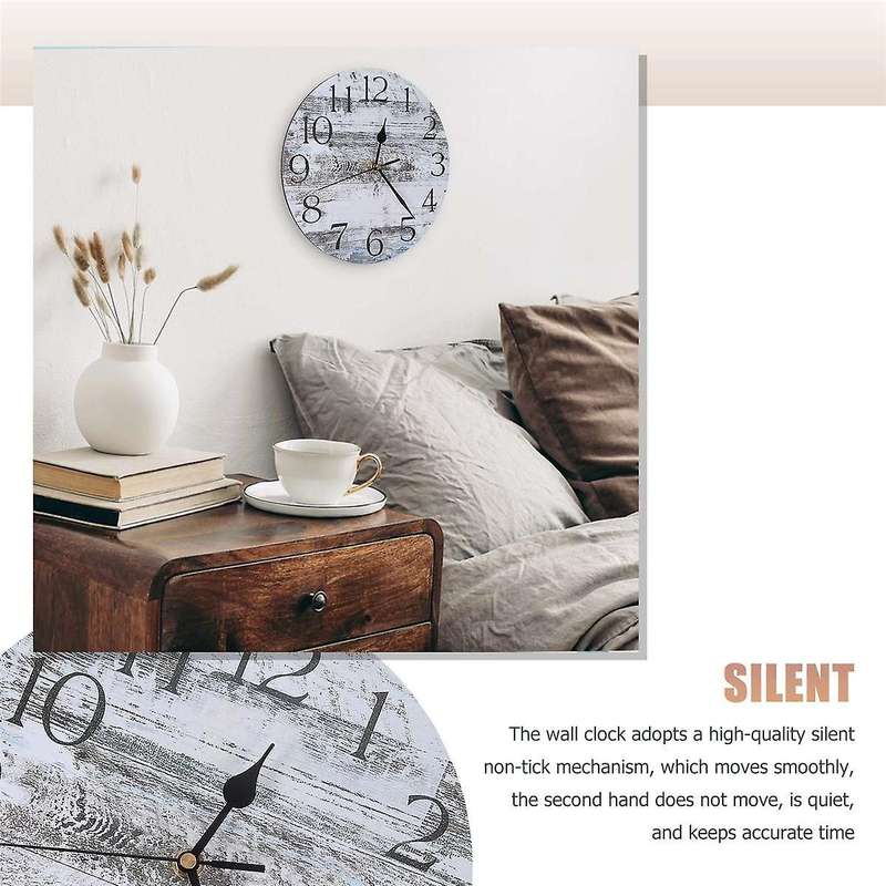 Wall Clock, Rustic Clock Decor,retro Wall Clocks Bathroom Bedrooms Living Room (10 Inch)