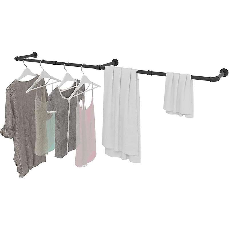 Wall Clothes Rail, Pipe Clothes Rack Wall Hanger for Clothes Storage, Industrial Detachable Clothes