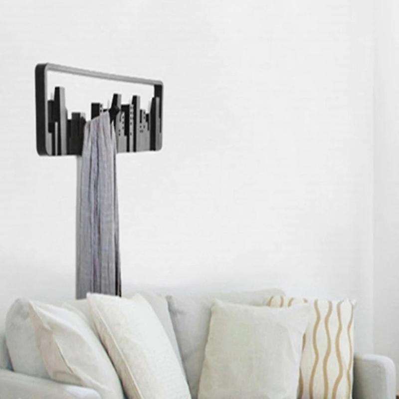 Wall Hanger Mount Multipurpose Hook Pastoral Style Black Coat Hanger Cityscape Art Clothes Hanger De