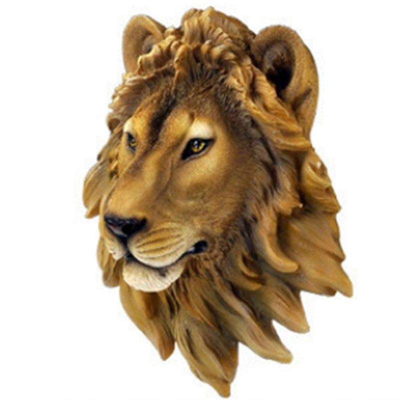 Wall Decoration Bar Wine Cellar Lion Head Simulation Sculpture Decor Resin Craft Head Wall Statue