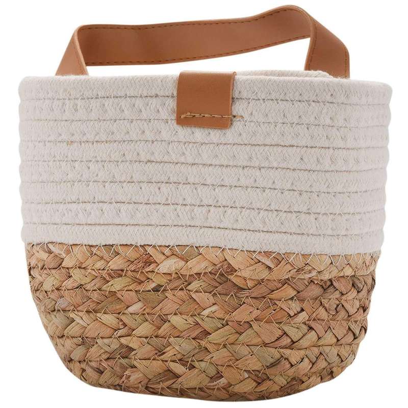 Wall Hanging Basket - Small Cotton Rope Woven Closet Bins - Shelf Basket Organizer for Plants Home