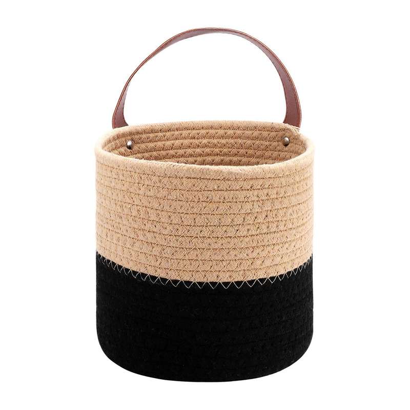 Wall Hanging Cotton Rope Basket with Handle Bins,woven Basket Organizer for Flower Plants,toys(s)