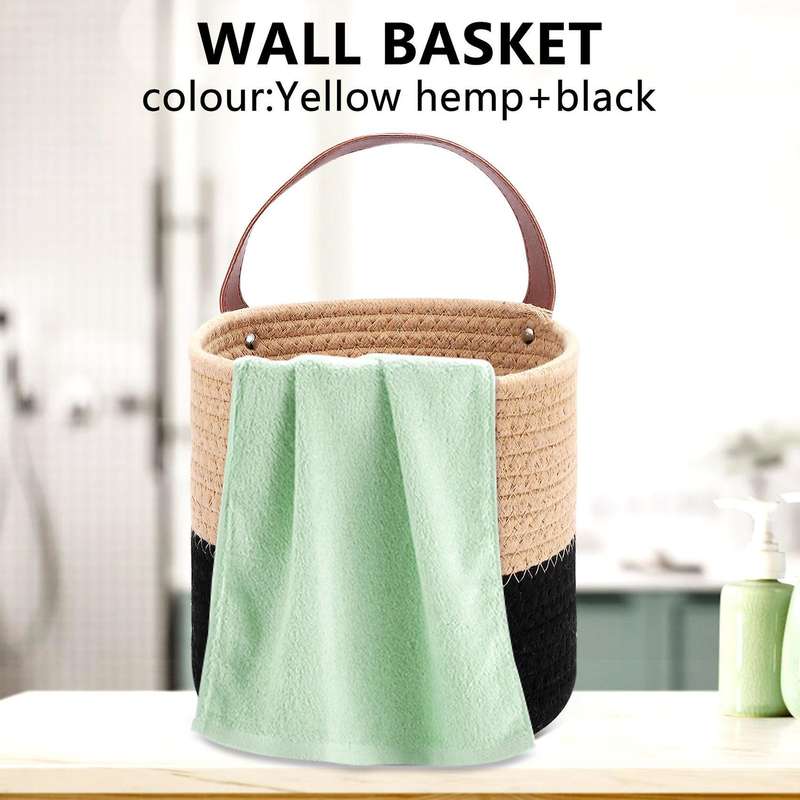Wall Hanging Cotton Rope Basket with Handle Bins,woven Basket Organizer for Flower Plants,toys(s)