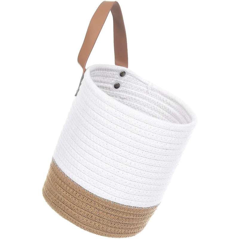 Wall Hanging Basket,cotton Rope Baskets with Handle Storage Bins for Door Closet,woven Basket Organ