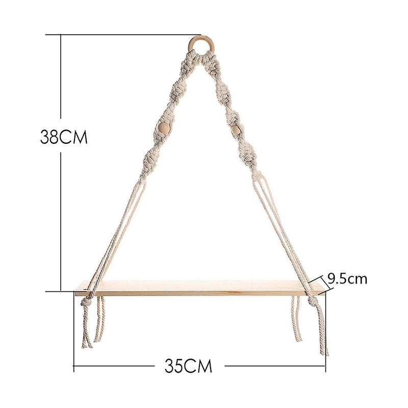 Wall Hanging Shelf ,boho Shelves with Wood Shelf ,2 Pcs Handmade Macrame Shelf for Hanging Plants A