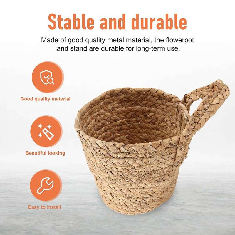 Wall Hanging Rattan Basket Planter Indoor Outdoor Hanging Rope Flower Pot Basket Decor,hanging Flow
