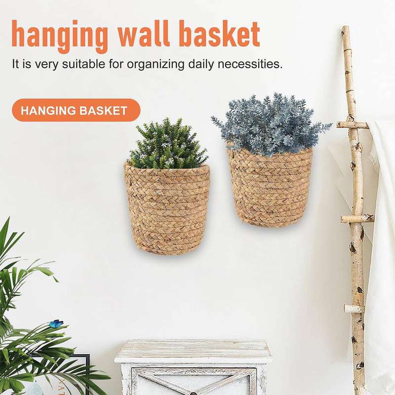 Wall Hanging Rattan Basket Planter Indoor Outdoor Hanging Rope Flower Pot Basket Decor,hanging Flow