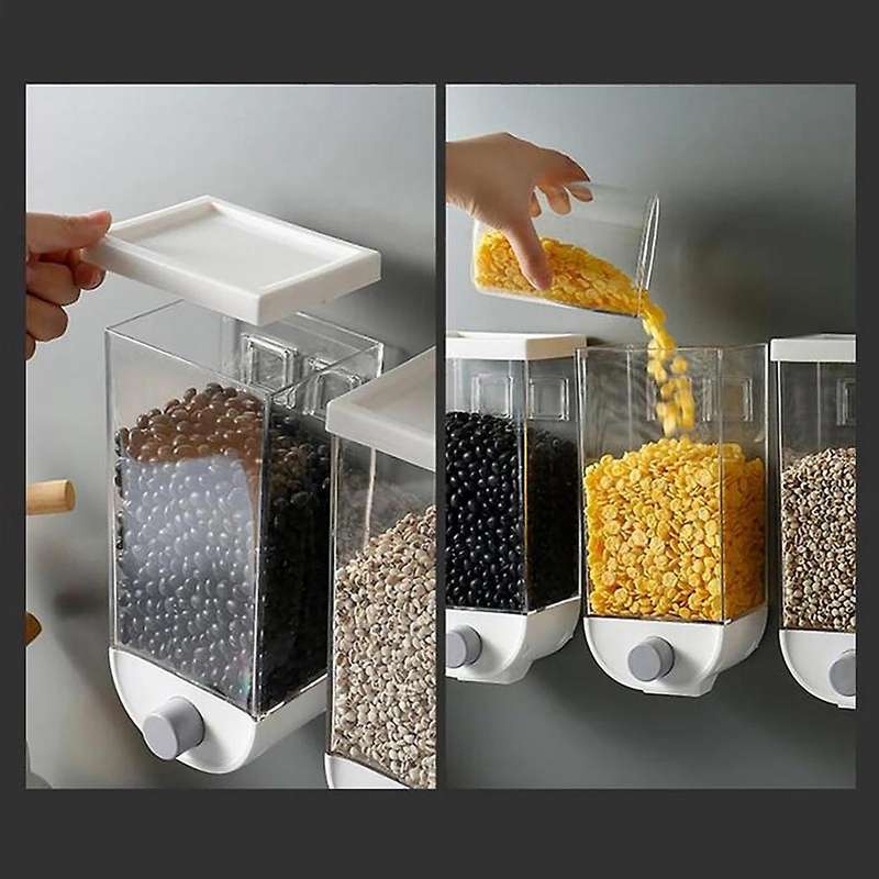 Wall Mounted Cereals Dispenser Grain Storage Box Airtight Food Storage Containers for Flour Sugar an