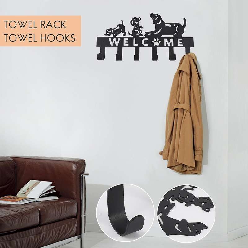 Wall Mounted Dog Coat Racks,Towel Rack for Bathroom Wall,Farmhouse Hat and Dog Leash Holder,Kitchen