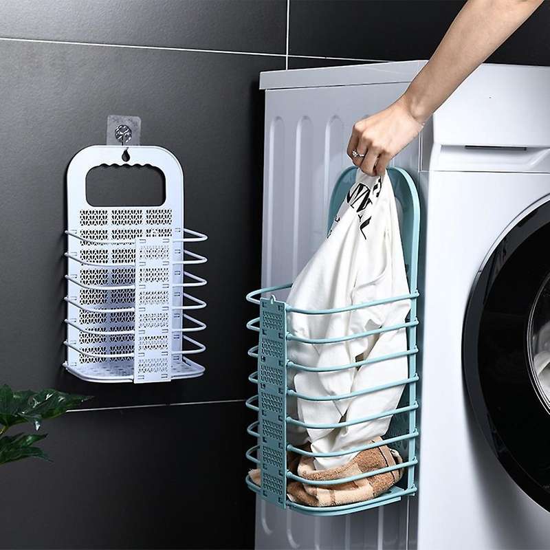 Wall Mounted Foldable Laundry Basket Dirty Clothes Storage Basket Wall Hanging Bathroom Clothes Laun