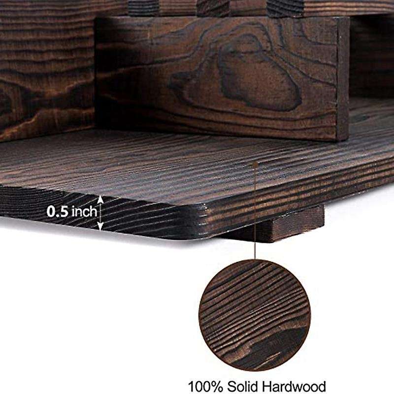 Wall Mounted Mail Holder Wooden Mail Sorter Organizer with 4 Double Key Hooks and A Floating Shelf