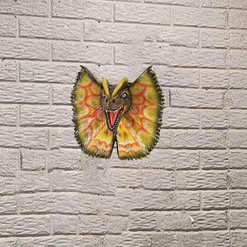 Wall Mounted Dinosaur Wall Bust Dinosaur Head Sculpture Wall Hanging Life-Like Figurine Latex Foam A