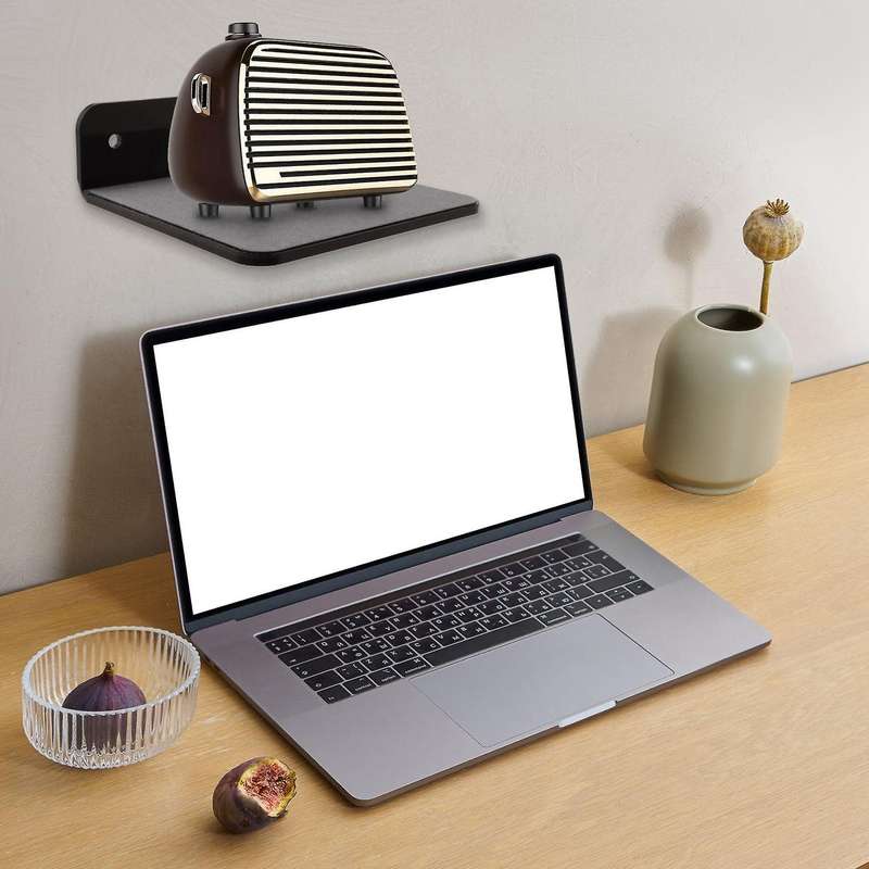 Wall Shelf Speaker Stand, Small Wall Shelf Speaker Mount (Black)
