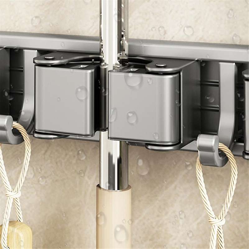 Wall Mounted Mop Organizer Clips Self-adhesive Bathroom Mop Broom Hanger Holder Rack Hooks Mop Clip