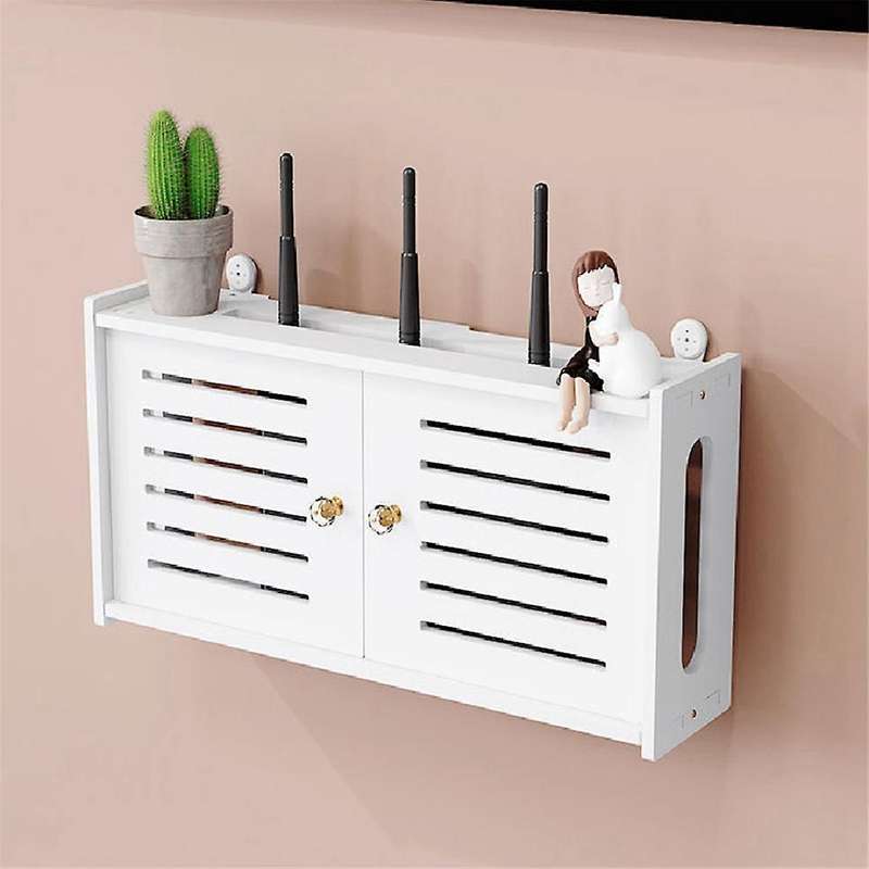 Wall Mounted Wireless Router Rack Living Room Wall-mounted Wifi Storage Box Cable Power Bracket Stor
