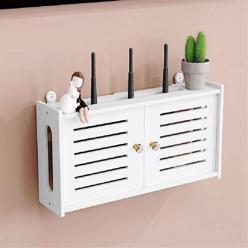 Wall Mounted Wireless Router Rack Living Room Wall-mounted Wifi Storage Box Cable Power Bracket Stor