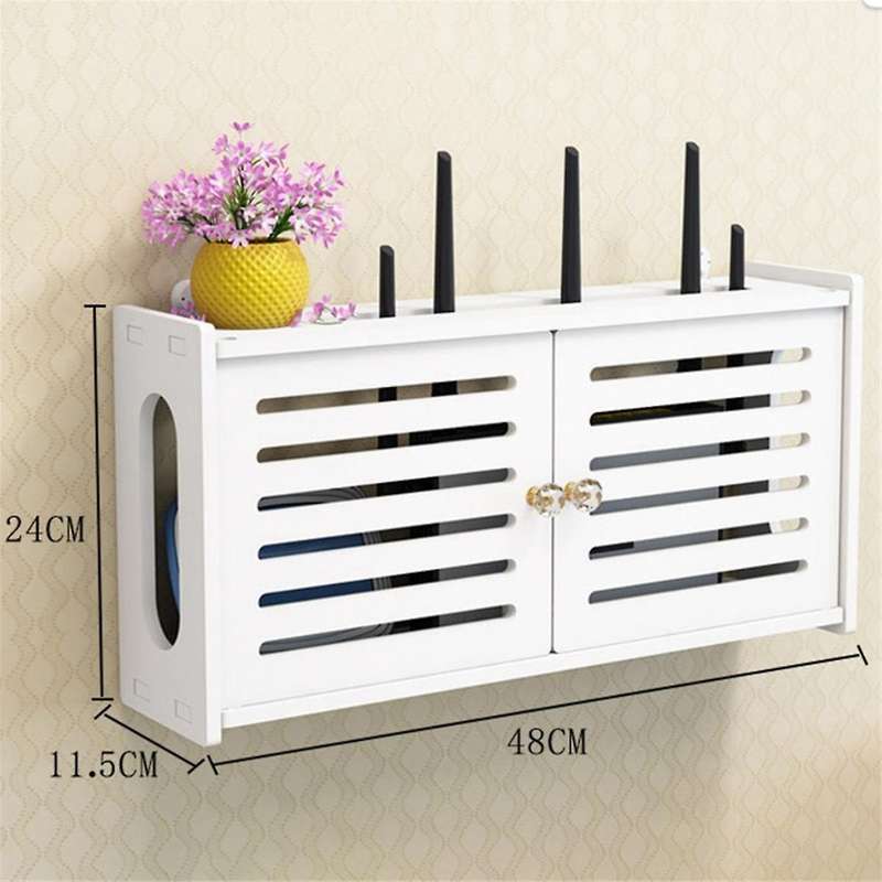 Wall Mounted Wireless Router Rack Living Room Wall-mounted Wifi Storage Box Cable Power Bracket Stor