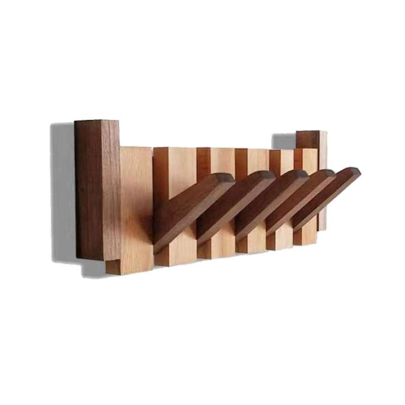 Walnut Coat Rack Wall-Mounted Hook Hidden Decoration Hook Hanger Foldable Bedroom Closets Wooden Wa