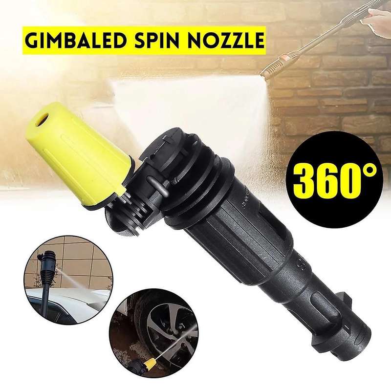 Wash- Nozzle Gimbaled Rotating Nozzle Pressure Washer Spray Nozzle for K2-k7 Trigger-