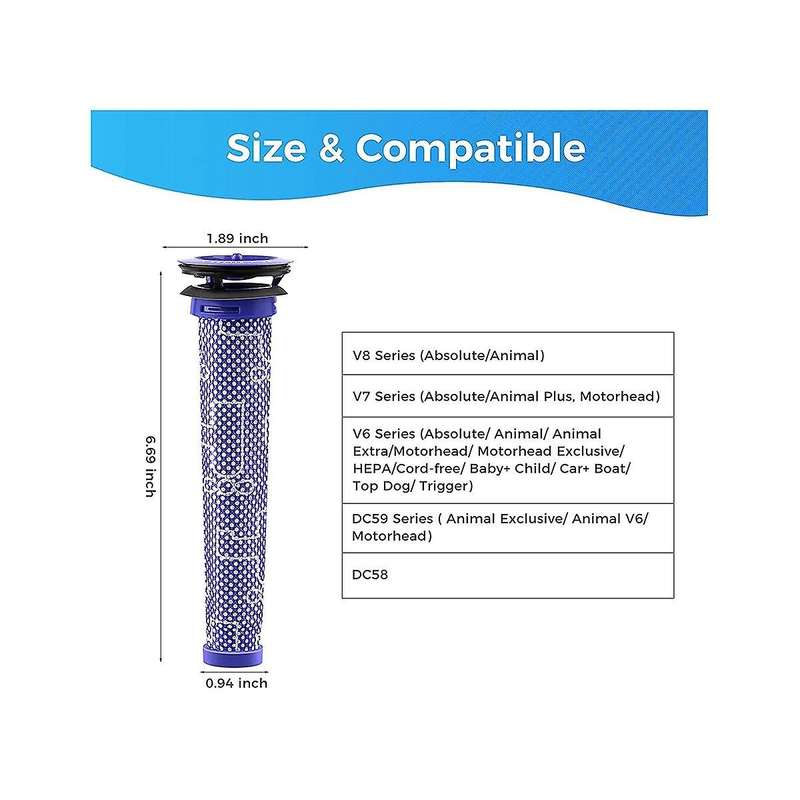 Washable Pre-filter Post-filter Hepa Air Filters Suitable for V7 V8 V 7/8 Vacuum Cleaner Parts Acce