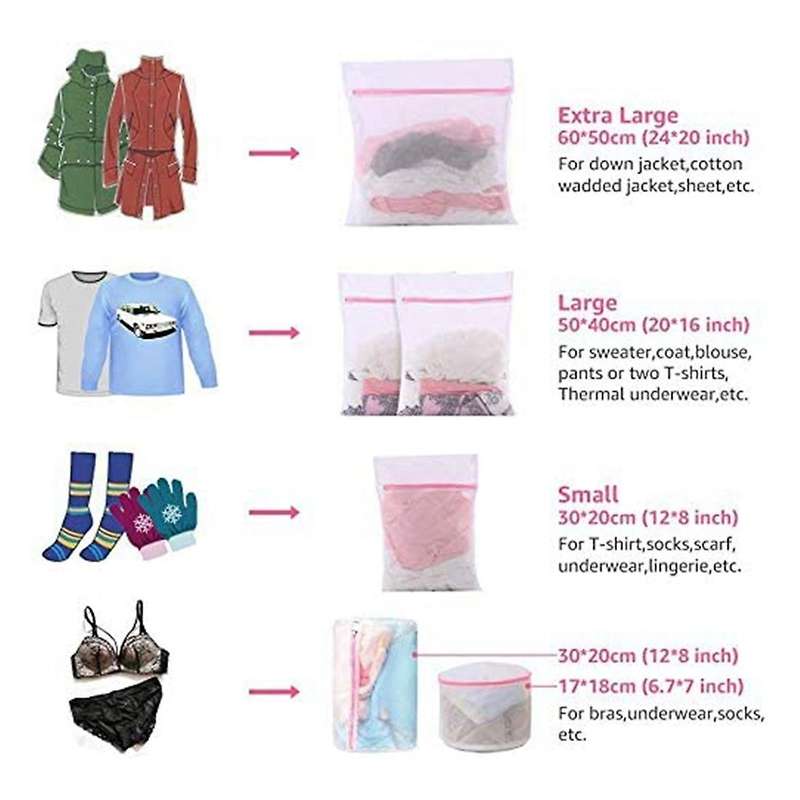 Washing Machine Laundry Bag 7 Pieces Durable Mesh Laundry Net with Zipper