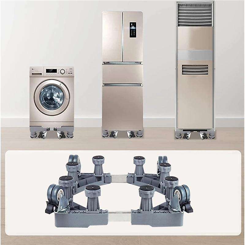 Washing Machine Stand Adjustable Anti-Vibrator Laundry Base 4 Wheel with Brake Holder for Dryers and
