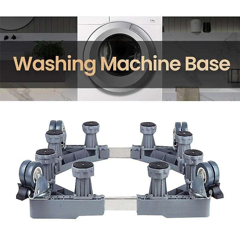 Washing Machine Stand Adjustable Anti-Vibrator Laundry Base 4 Wheel with Brake Holder for Dryers and