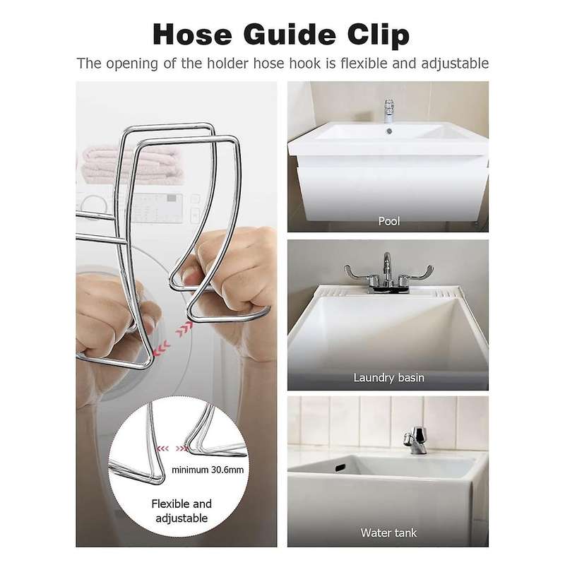 Washing Machine Drain Hose Holder, Adjustable Drain Hose Holder Clamp Hook Hose Guide Clip Fits All