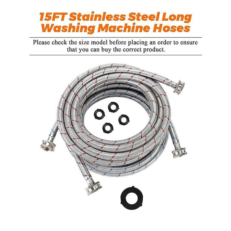 Washing Machine Hoses,Braided Stainless Steel Washer Hoses,Hot and Cold Water Lines 3/4 Inch Standar