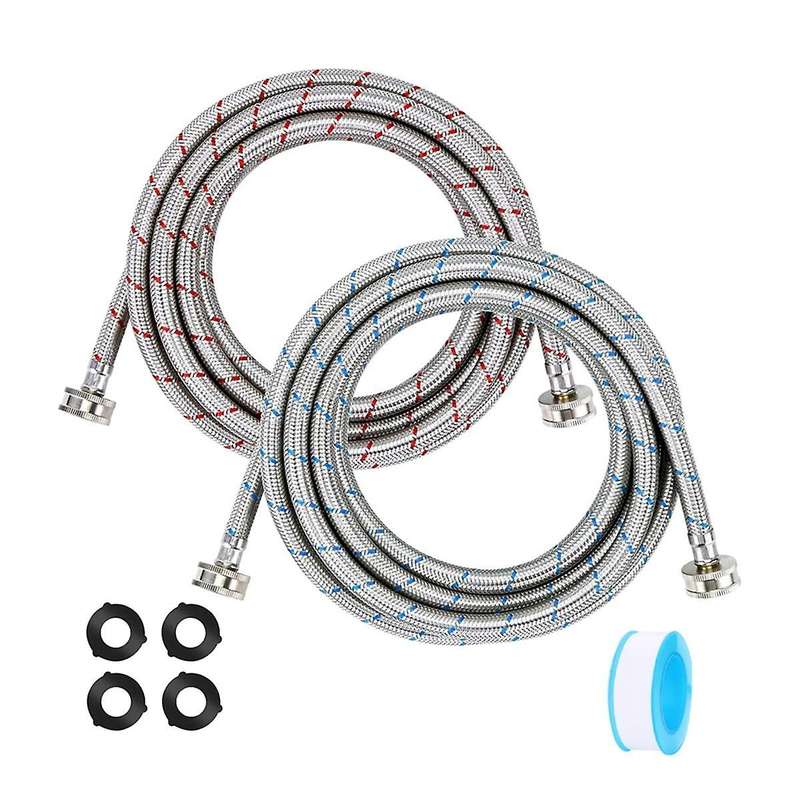 Washing Machine Hoses,Braided Stainless Steel Washer Hoses,Hot and Cold Water Lines 3/4 Inch Standar