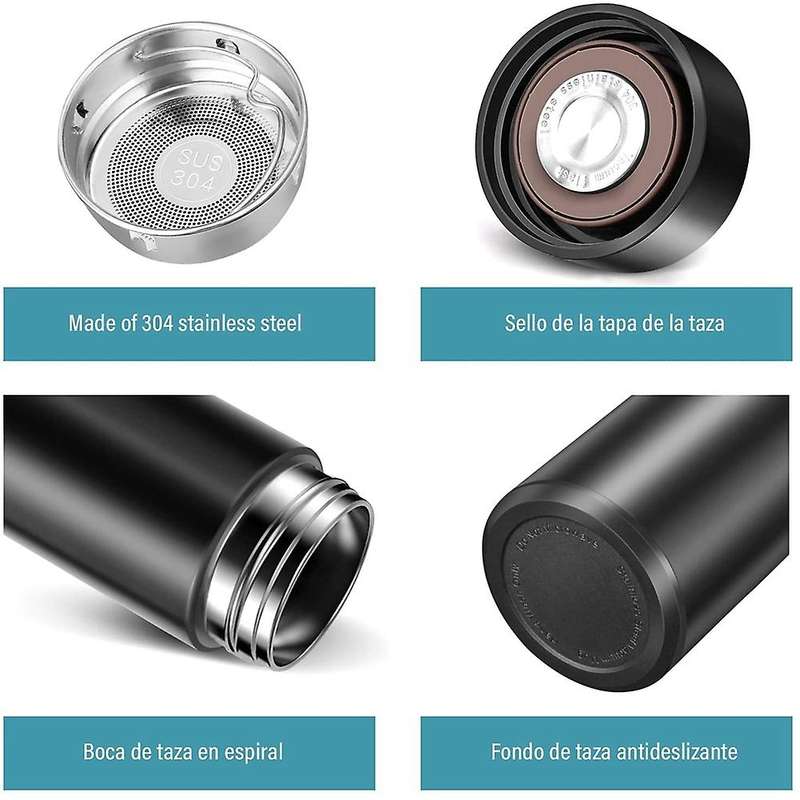 Water Bottle 500 Ml / 17 Cup, Stainless Steel Vacuum Flask,Smart LED Press Screen with Temperature