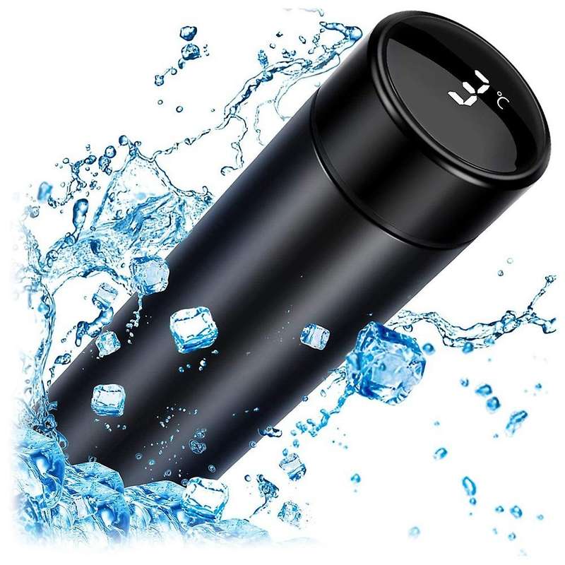 Water Bottle 500 Ml / 17 Cup, Stainless Steel Vacuum Flask,Smart LED Press Screen with Temperature