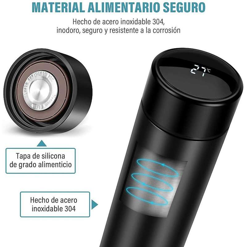 Water Bottle 500 Ml / 17 Cup, Stainless Steel Vacuum Flask,Smart LED Press Screen with Temperature