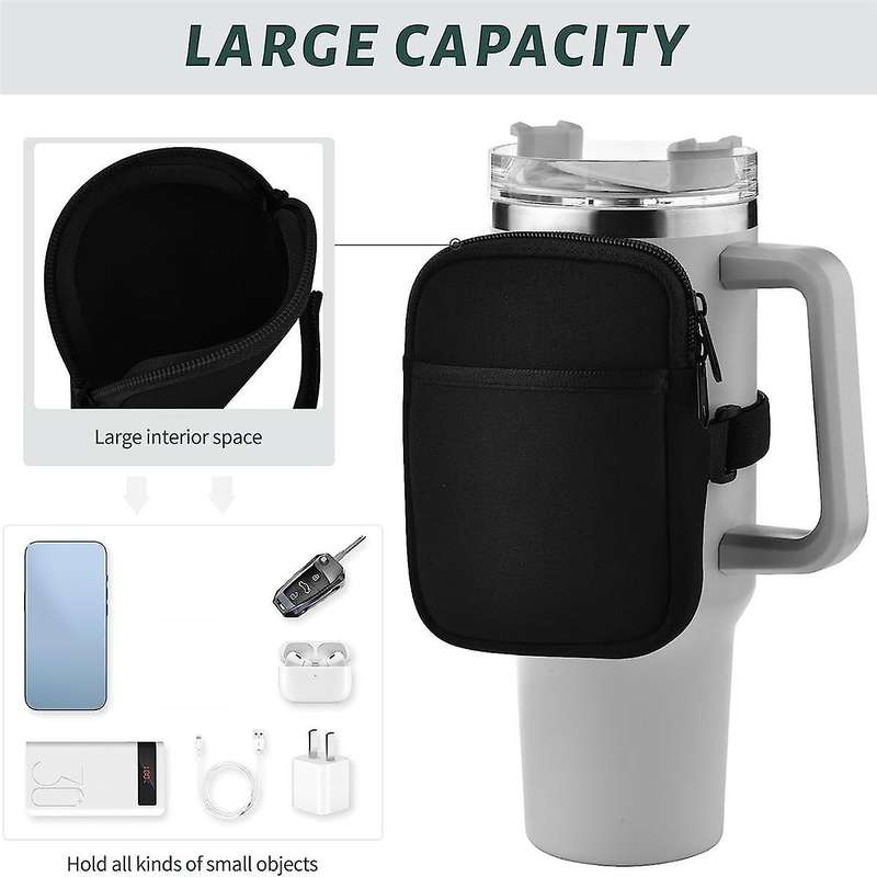 Water Bottle Pouch for Quencher Adventure 40oz,pouch with Pocket, for Cards, Keys, Wallet, Earphone