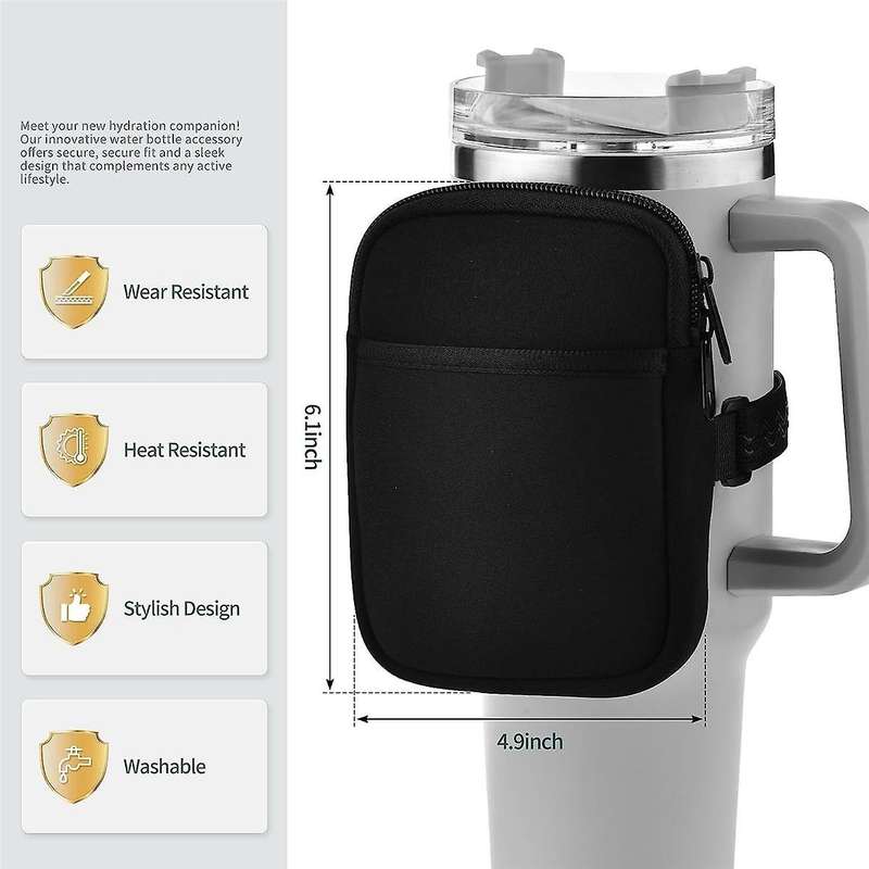 Water Bottle Pouch for Quencher Adventure 40oz,pouch with Pocket, for Cards, Keys, Wallet, Earphone